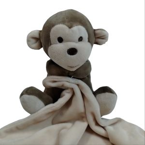 Walgreens Monkey Security Blanket Brown Cream Plush Stuffed Animal Baby Lovey